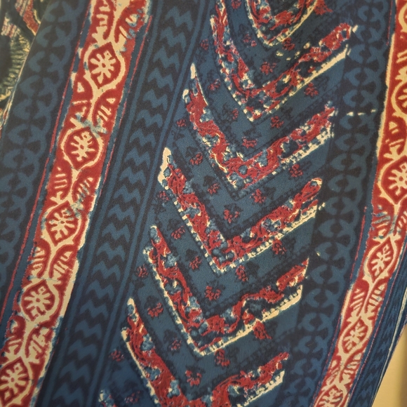 Lauren by Ralph Lauren Boho Tribal Print Pants Size 10 Red Blue - Picture 2 of 4